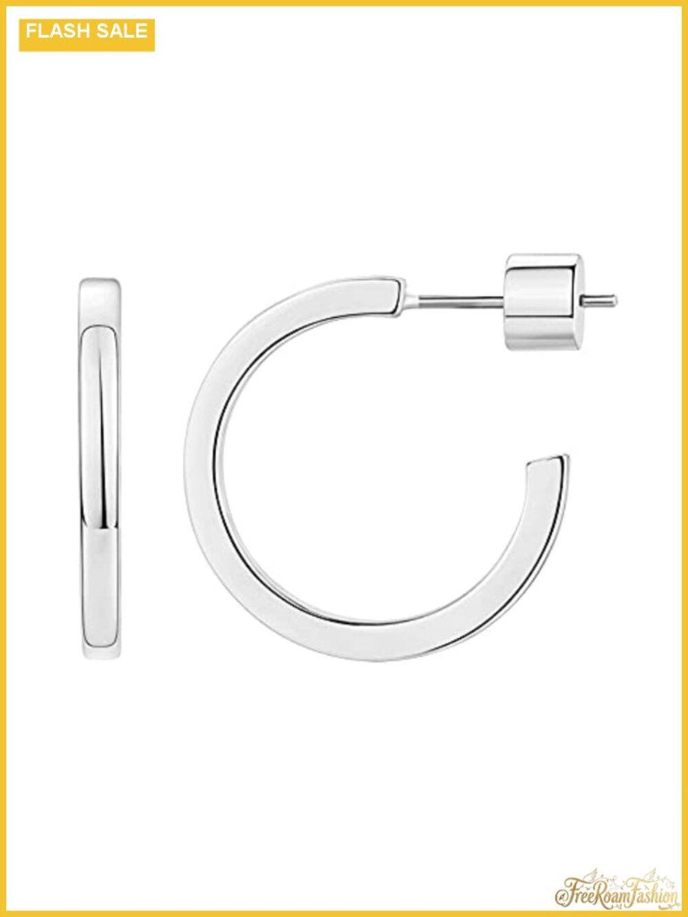 14K Gold Plated Thin Square Edge Open Hoop Earrings for Women